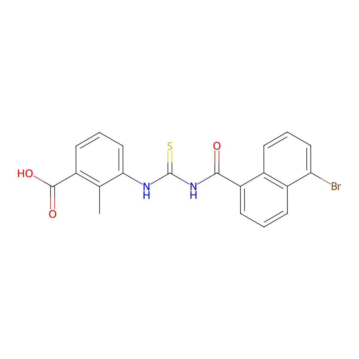 3-({[(5-Bromonaphthalen-1-yl)carbonyl]carbamothioyl}amino)-2-methylbenzoic acid molecular structure, CAS 531515-21-6