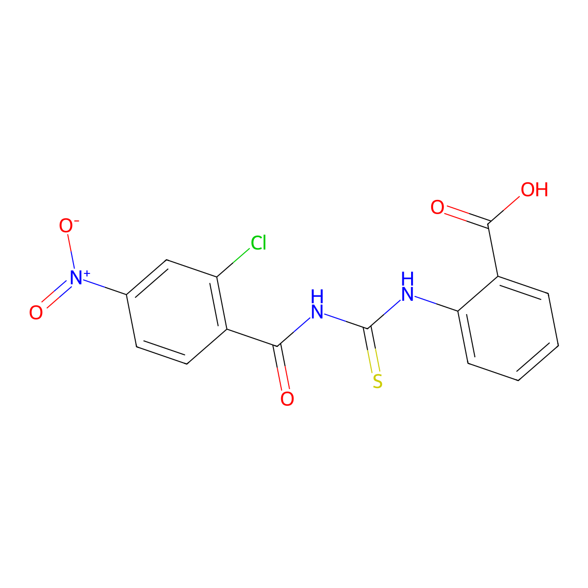 2-({[(2-Chloro-4-nitrophenyl)carbonyl]carbamothioyl}amino)benzoic acid molecular structure, CAS 531515-27-2