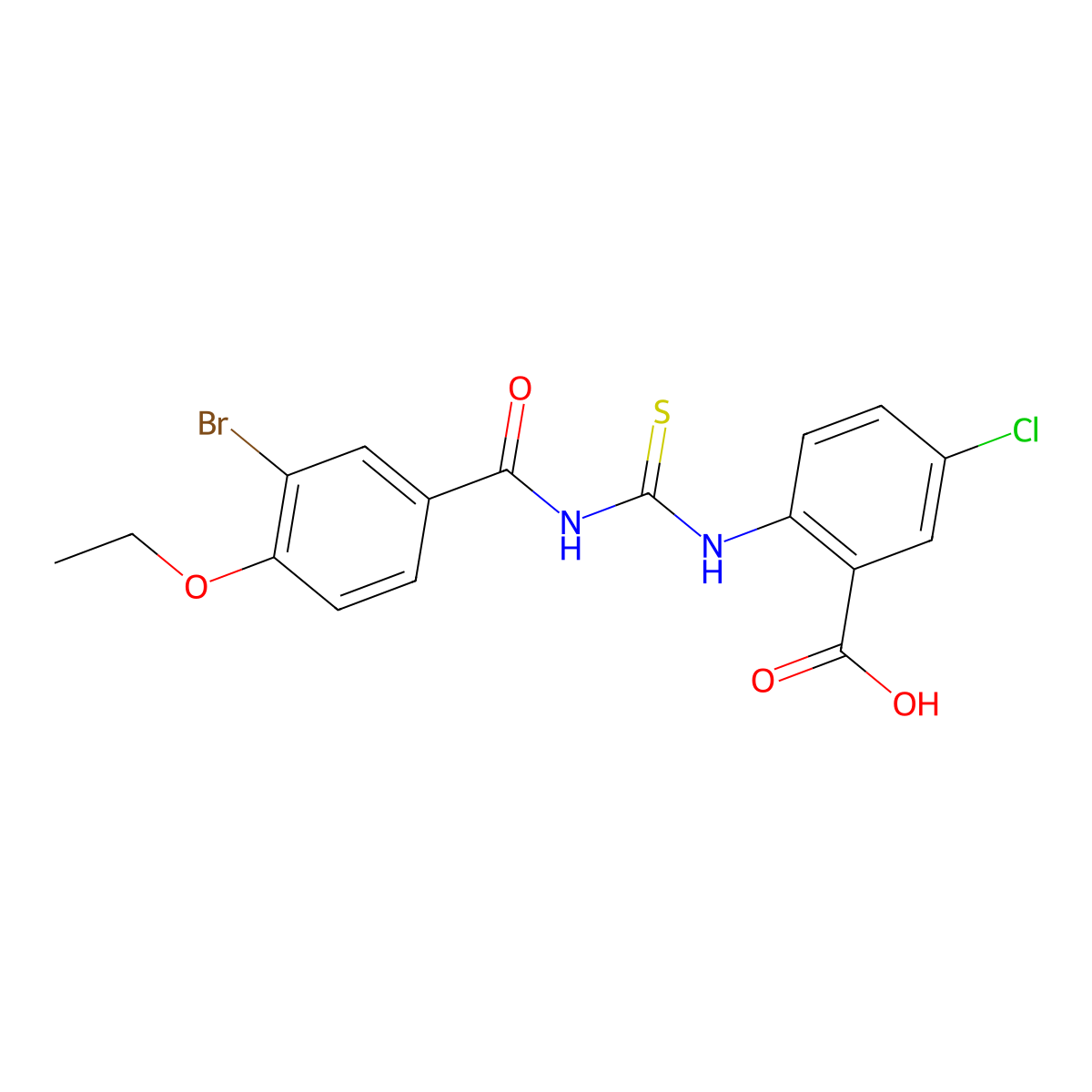 2-[(3-Bromo-4-ethoxybenzoyl)carbamothioylamino]-5-chlorobenzoic acid molecular structure, CAS 531515-38-5