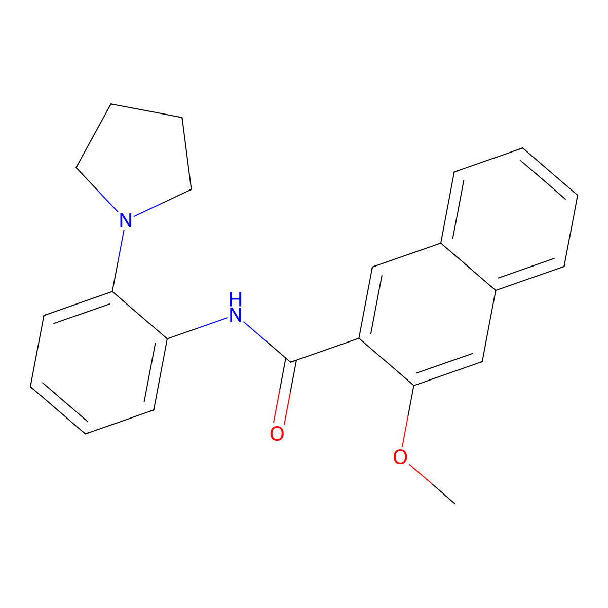 3-methoxy-N-(2-pyrrolidin-1-ylphenyl)naphthalene-2-carboxamide molecular structure, CAS 531515-78-3