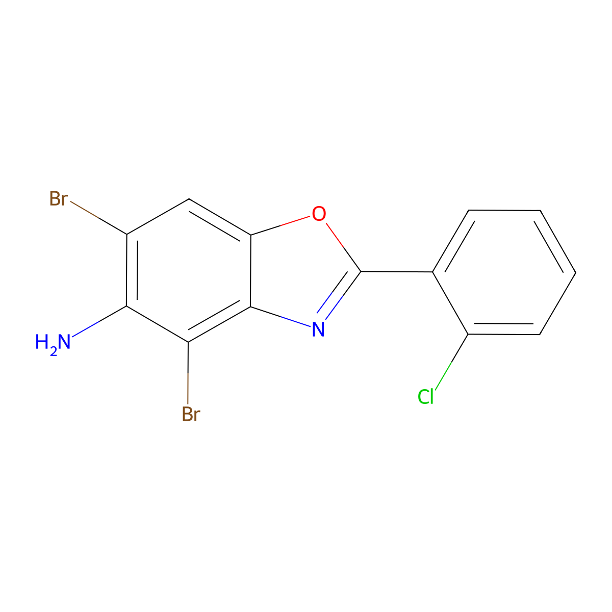4,6-Dibromo-2-(2-chlorophenyl)-1,3-benzoxazol-5-amine molecular structure, CAS 531515-79-4