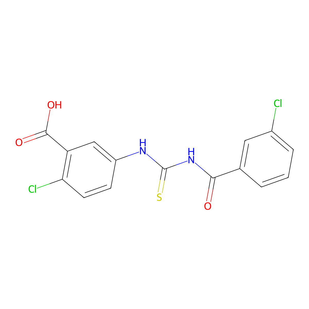 2-Chloro-5-({[(3-chlorophenyl)carbonyl]carbamothioyl}amino)benzoic acid molecular structure, CAS 531515-85-2