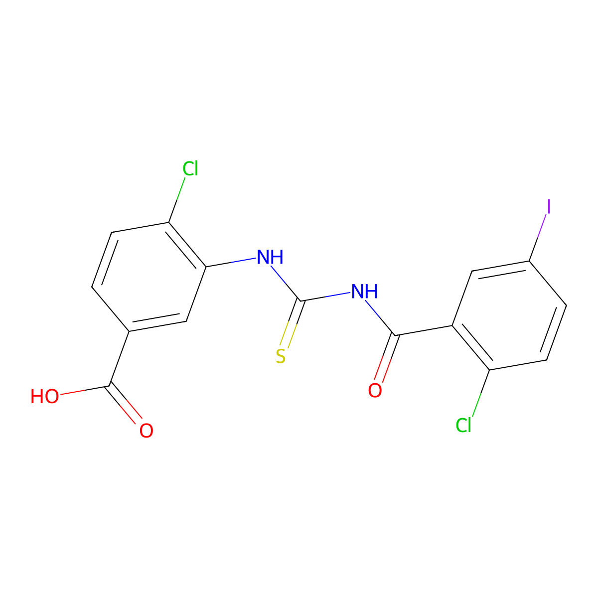 4-Chloro-3-({[(2-chloro-5-iodophenyl)carbonyl]carbamothioyl}amino)benzoic acid molecular structure, CAS 531516-96-8