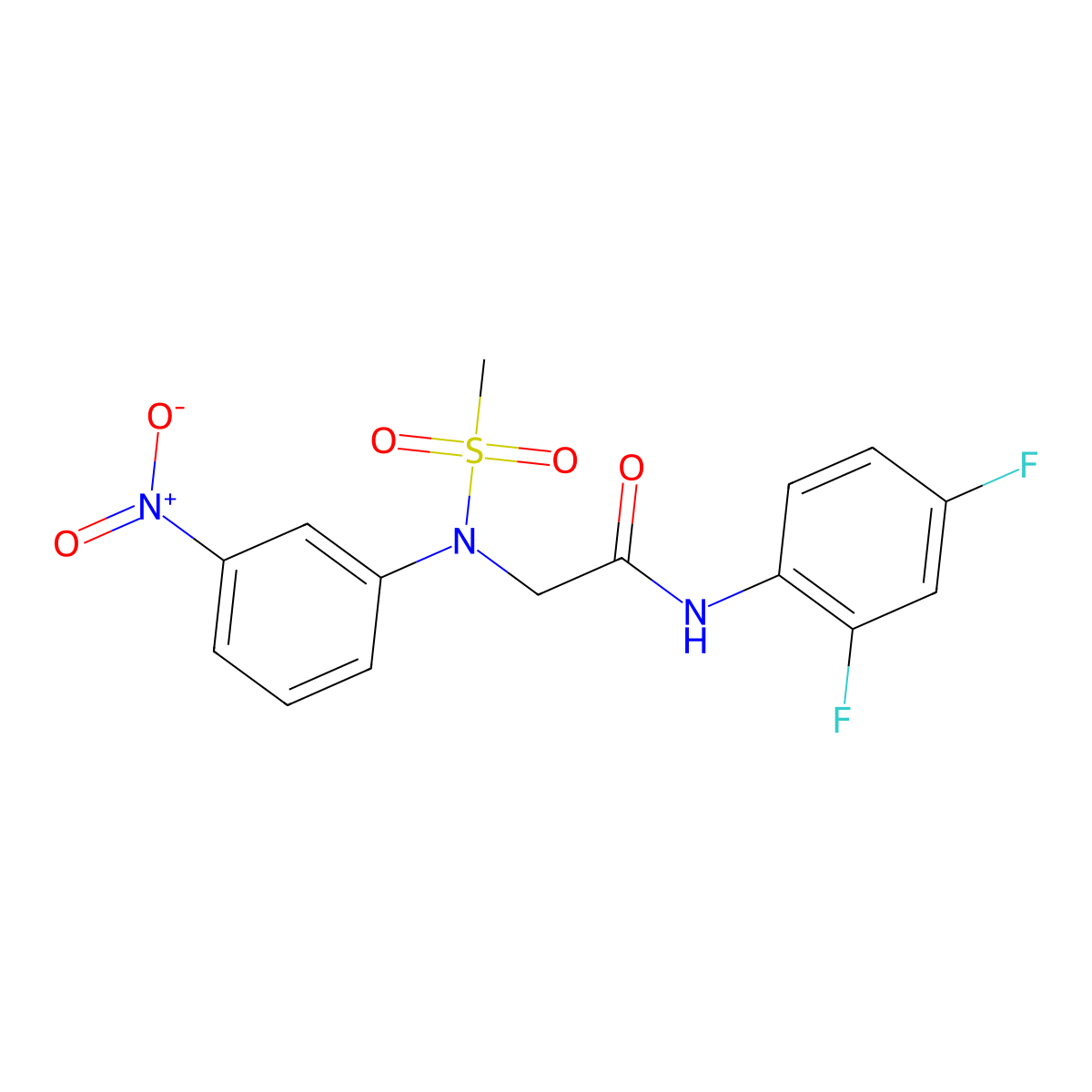 N-(2,4-difluorophenyl)-2-(N-methylsulfonyl-3-nitroanilino)acetamide molecular structure, CAS 531518-19-1