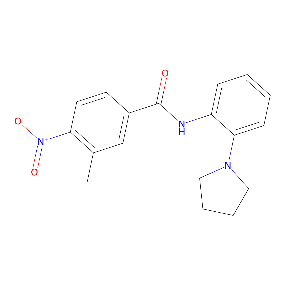 3-methyl-4-nitro-N-(2-pyrrolidin-1-ylphenyl)benzamide molecular structure, CAS 531519-07-0