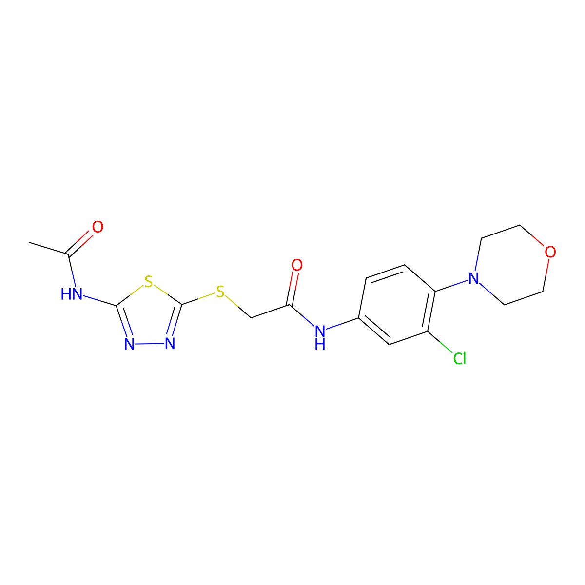 2-[(5-acetamido-1,3,4-thiadiazol-2-yl)sulfanyl]-N-(3-chloro-4-morpholin-4-ylphenyl)acetamide molecular structure, CAS 531519-29-6
