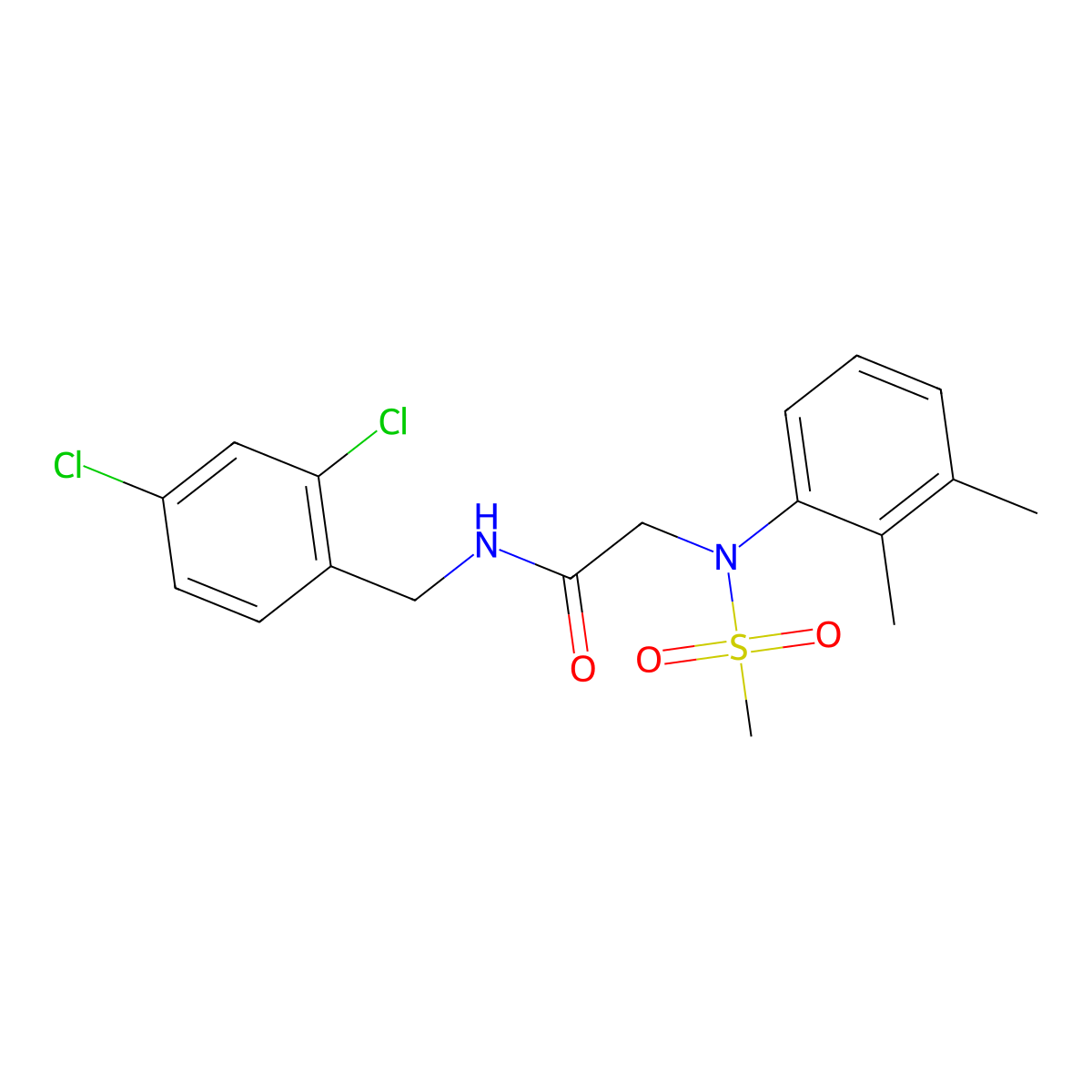 N-[(2,4-dichlorophenyl)methyl]-2-(2,3-dimethyl-N-methylsulfonylanilino)acetamide molecular structure, CAS 531519-77-4