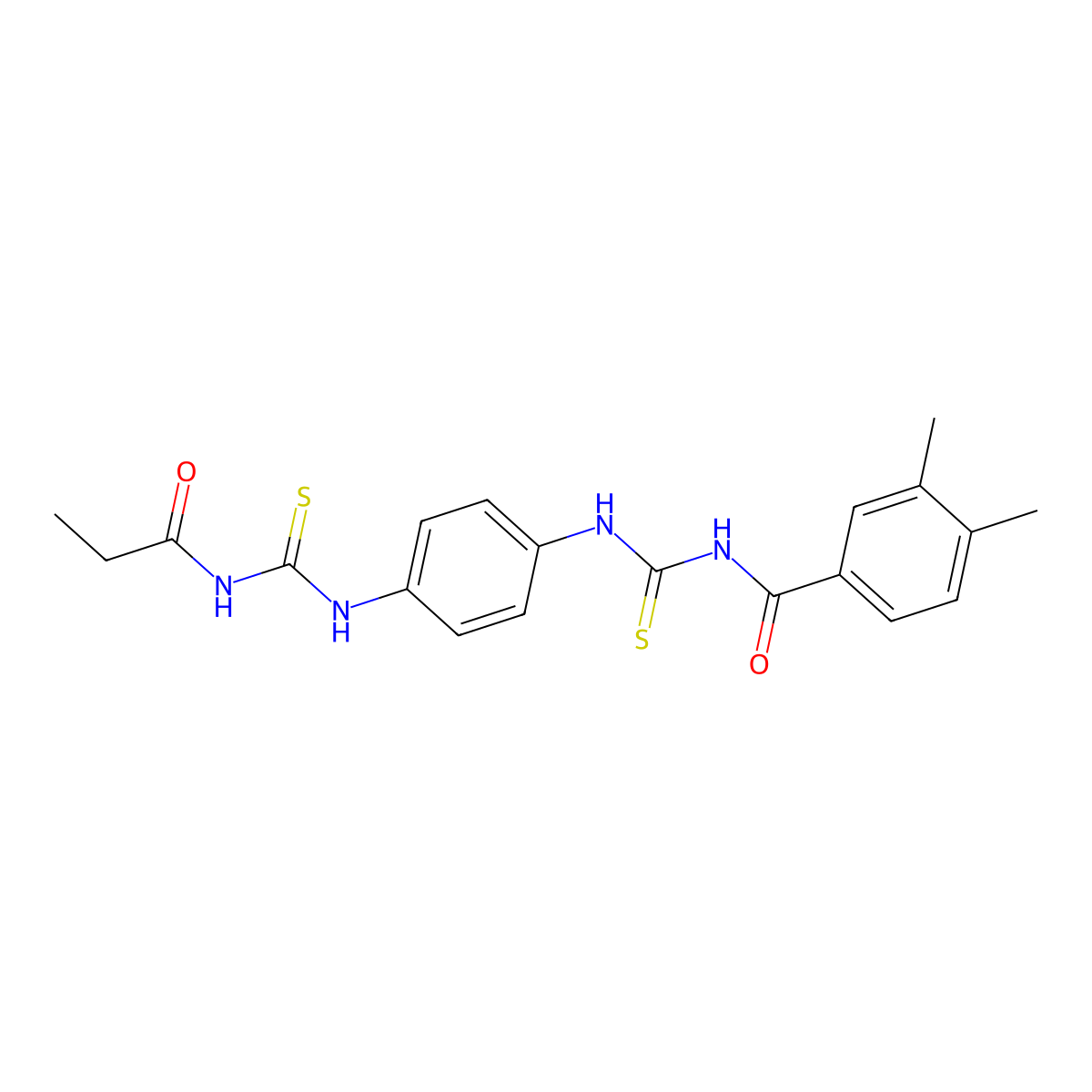 3,4-dimethyl-N-[[4-(propanoylcarbamothioylamino)phenyl]carbamothioyl]benzamide molecular structure, CAS 531520-22-6