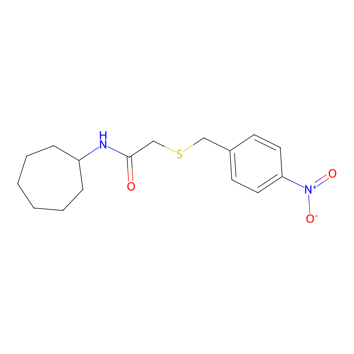 N-cycloheptyl-2-[(4-nitrobenzyl)sulfanyl]acetamide molecular structure, CAS 531520-30-6