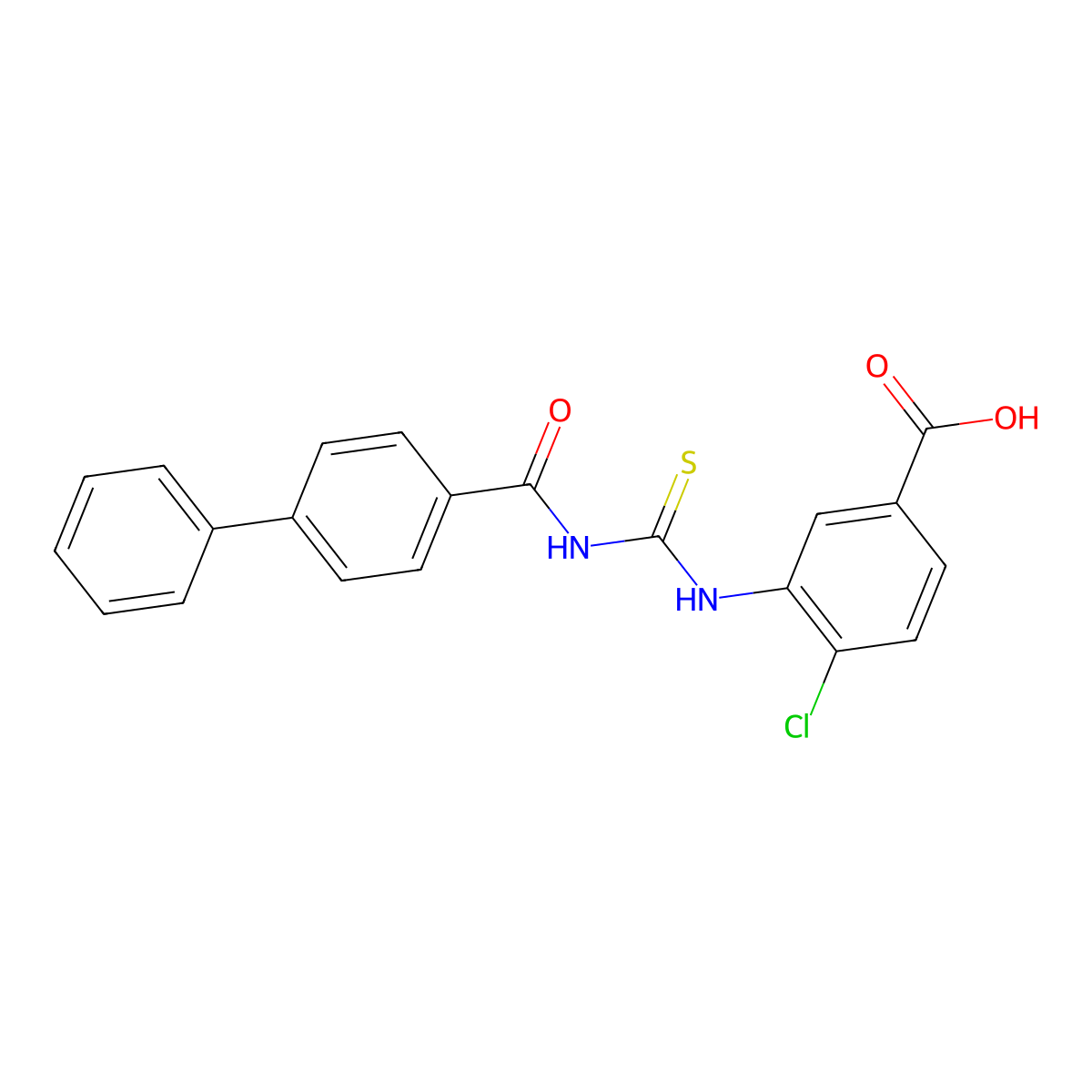 3-{[(Biphenyl-4-ylcarbonyl)carbamothioyl]amino}-4-chlorobenzoic acid molecular structure, CAS 531520-40-8