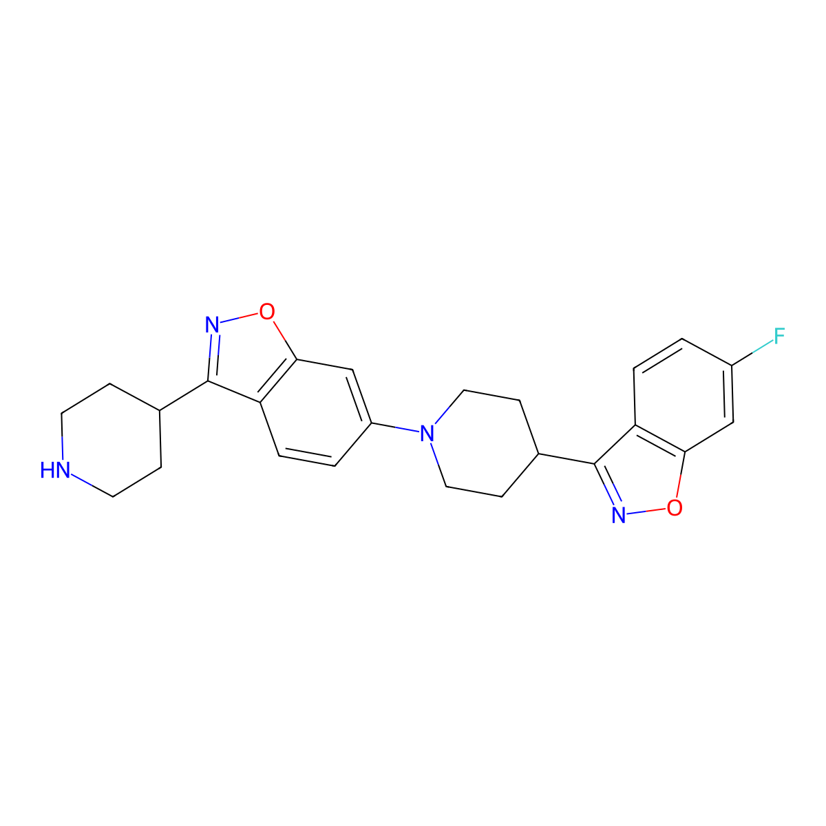 6-[4-(6-Fluoro-1,2-benzisoxazol-3-yl)-1-piperidinyl]-3-(4-piperidinyl)-1,2-benzisoxazole molecular structure, CAS 531524-17-1