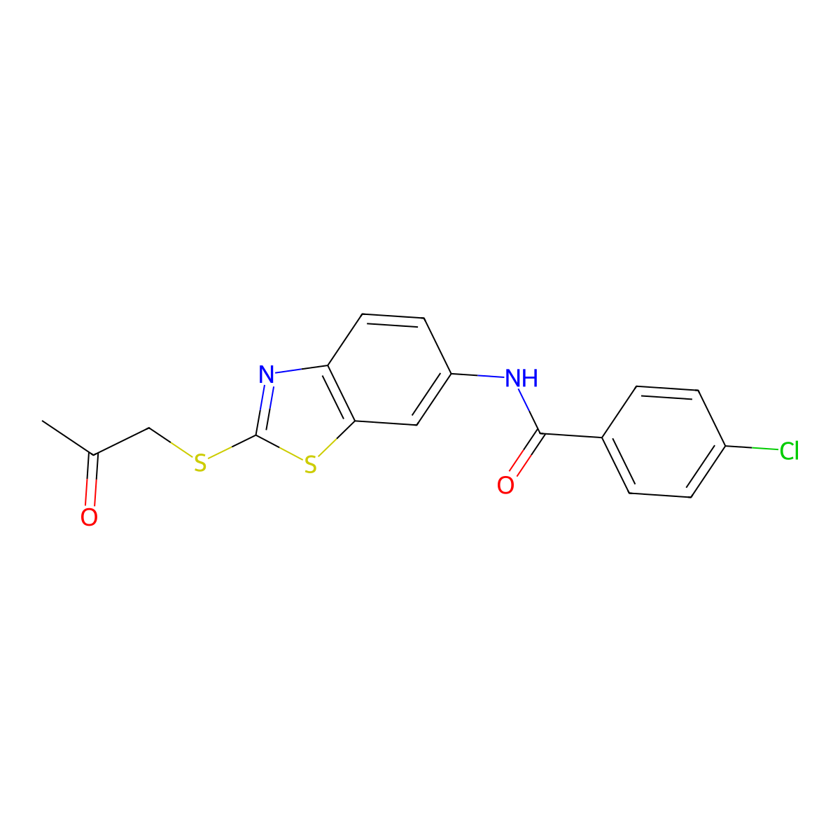 4-chloro-N-{2-[(2-oxopropyl)sulfanyl]-1,3-benzothiazol-6-yl}benzamide molecular structure, CAS 531532-24-8
