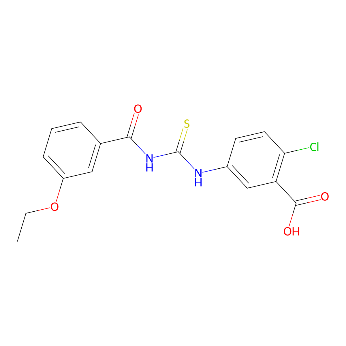 2-Chloro-5-({[(3-ethoxyphenyl)carbonyl]carbamothioyl}amino)benzoic acid molecular structure, CAS 531532-36-2