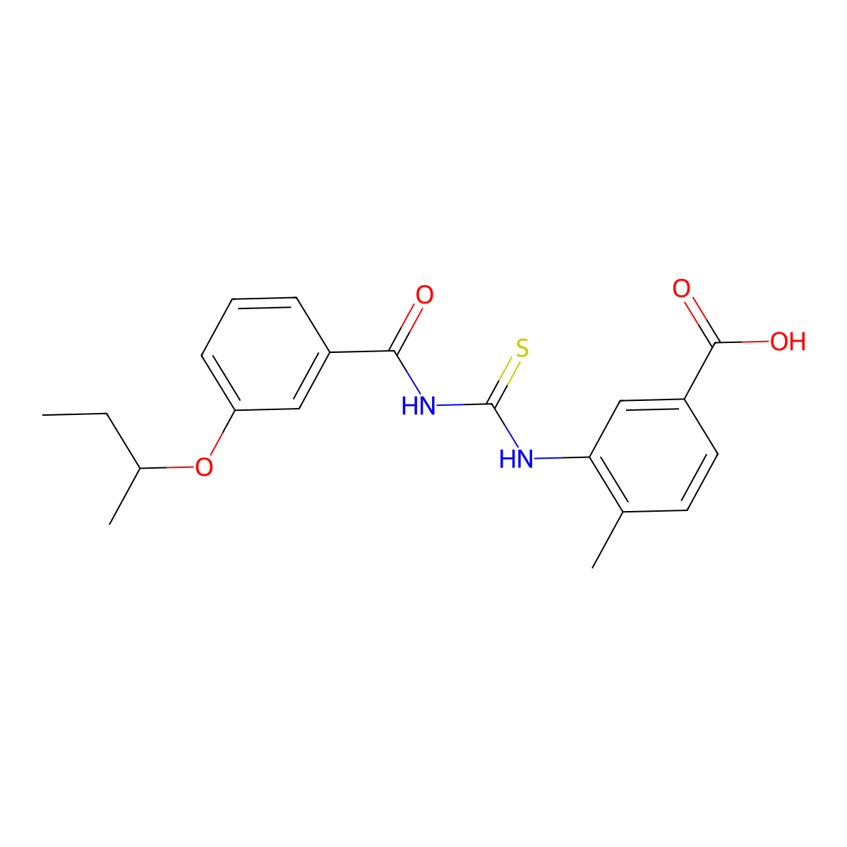 3-[({[3-(Butan-2-yloxy)phenyl]carbonyl}carbamothioyl)amino]-4-methylbenzoic acid molecular structure, CAS 531532-56-6