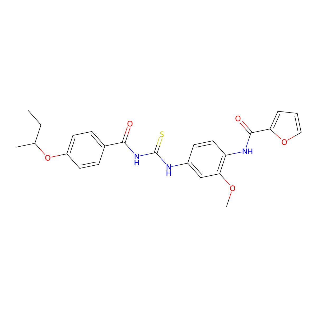 N-[4-[(4-butan-2-yloxybenzoyl)carbamothioylamino]-2-methoxyphenyl]furan-2-carboxamide molecular structure, CAS 531533-16-1
