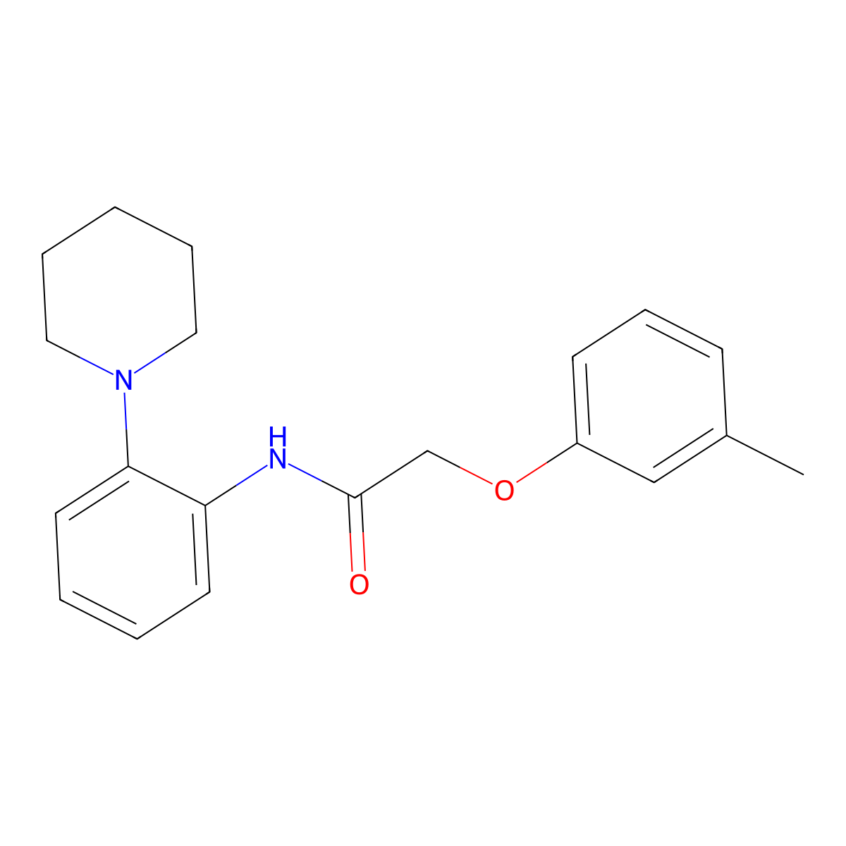 2-(3-methylphenoxy)-N-(2-piperidin-1-ylphenyl)acetamide molecular structure, CAS 531533-20-7