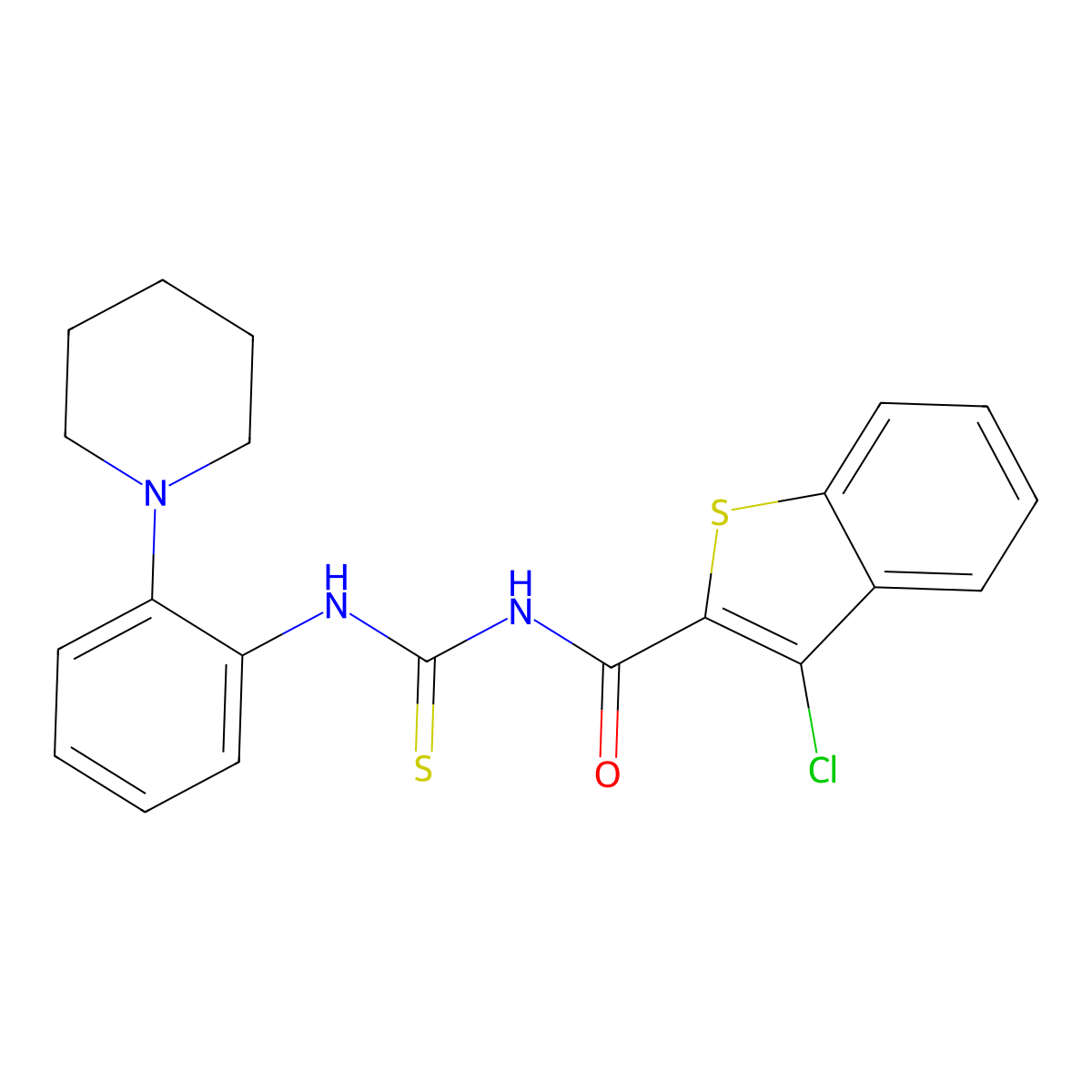3-chloro-N-[(2-piperidin-1-ylphenyl)carbamothioyl]-1-benzothiophene-2-carboxamide molecular structure, CAS 531533-49-0
