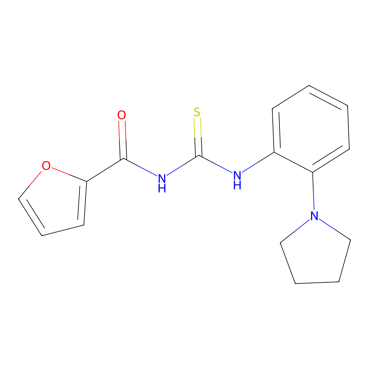 N-[(2-pyrrolidin-1-ylphenyl)carbamothioyl]furan-2-carboxamide molecular structure, CAS 531533-50-3