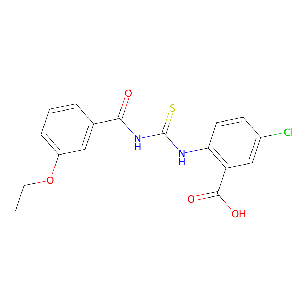 5-Chloro-2-({[(3-ethoxyphenyl)carbonyl]carbamothioyl}amino)benzoic acid molecular structure, CAS 531533-63-8