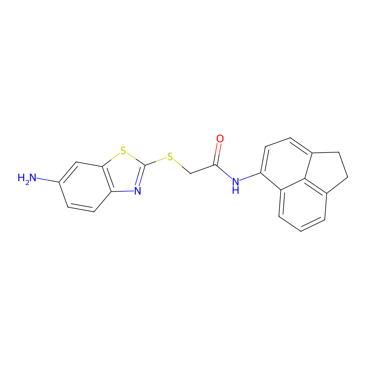 2-[(6-amino-1,3-benzothiazol-2-yl)sulfanyl]-N-(1,2-dihydroacenaphthylen-5-yl)acetamide molecular structure, CAS 531535-43-0