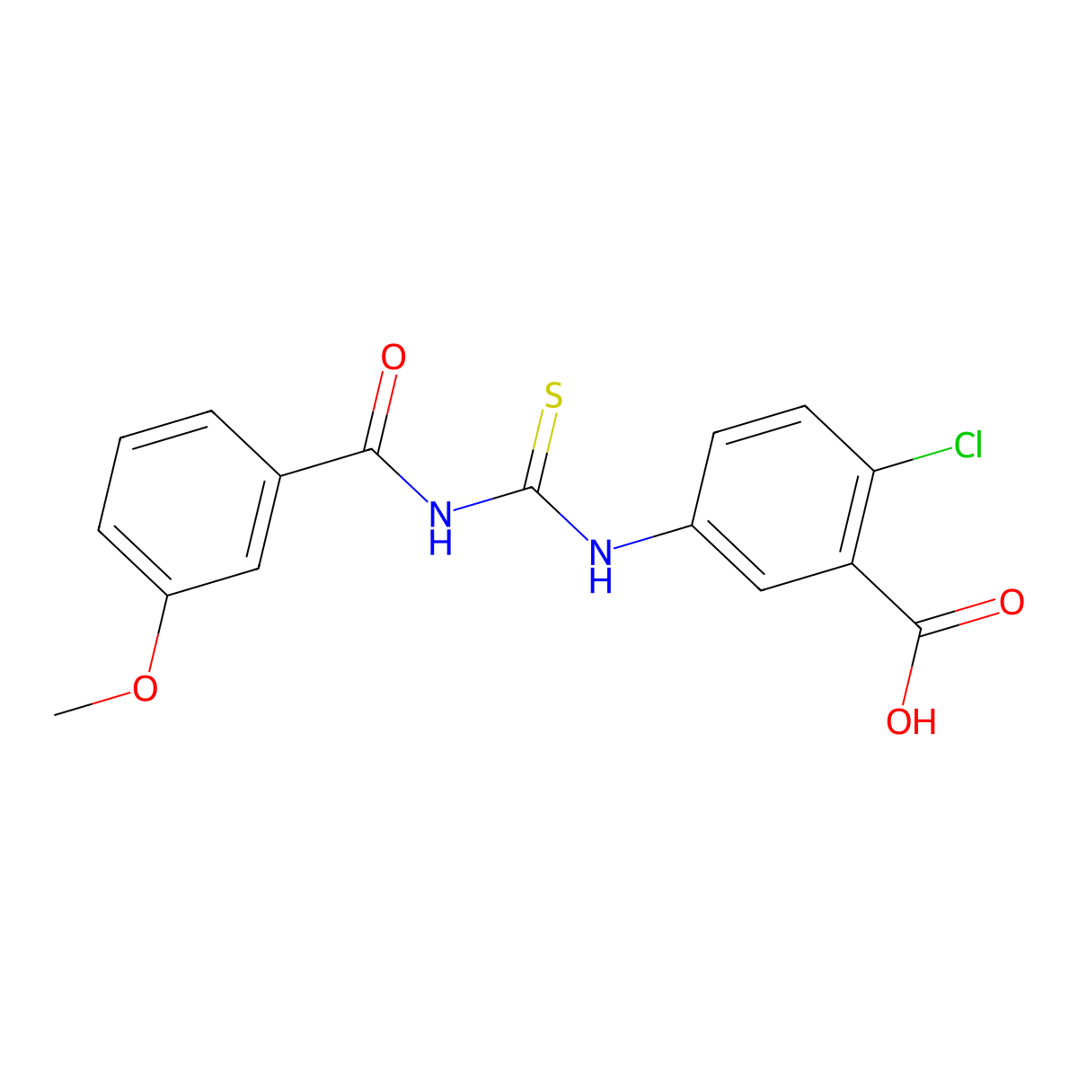 2-Chloro-5-[[[[(3-methoxyphenyl)-oxomethyl]amino]-sulfanylidenemethyl]amino]benzoic acid molecular structure, CAS 531535-68-9