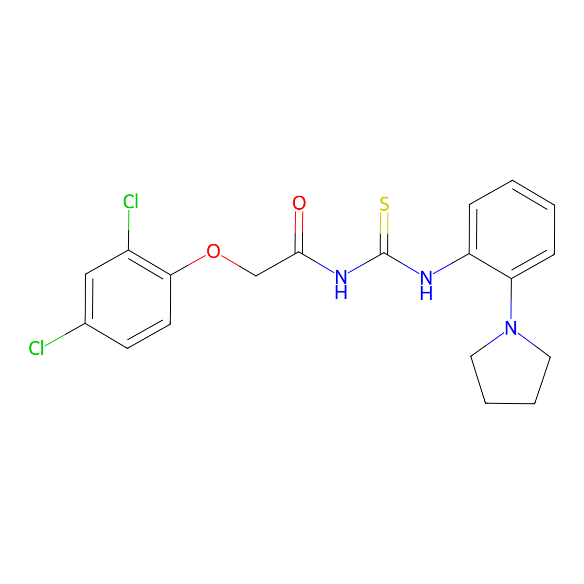 2-(2,4-dichlorophenoxy)-N-[(2-pyrrolidin-1-ylphenyl)carbamothioyl]acetamide molecular structure, CAS 531536-01-3