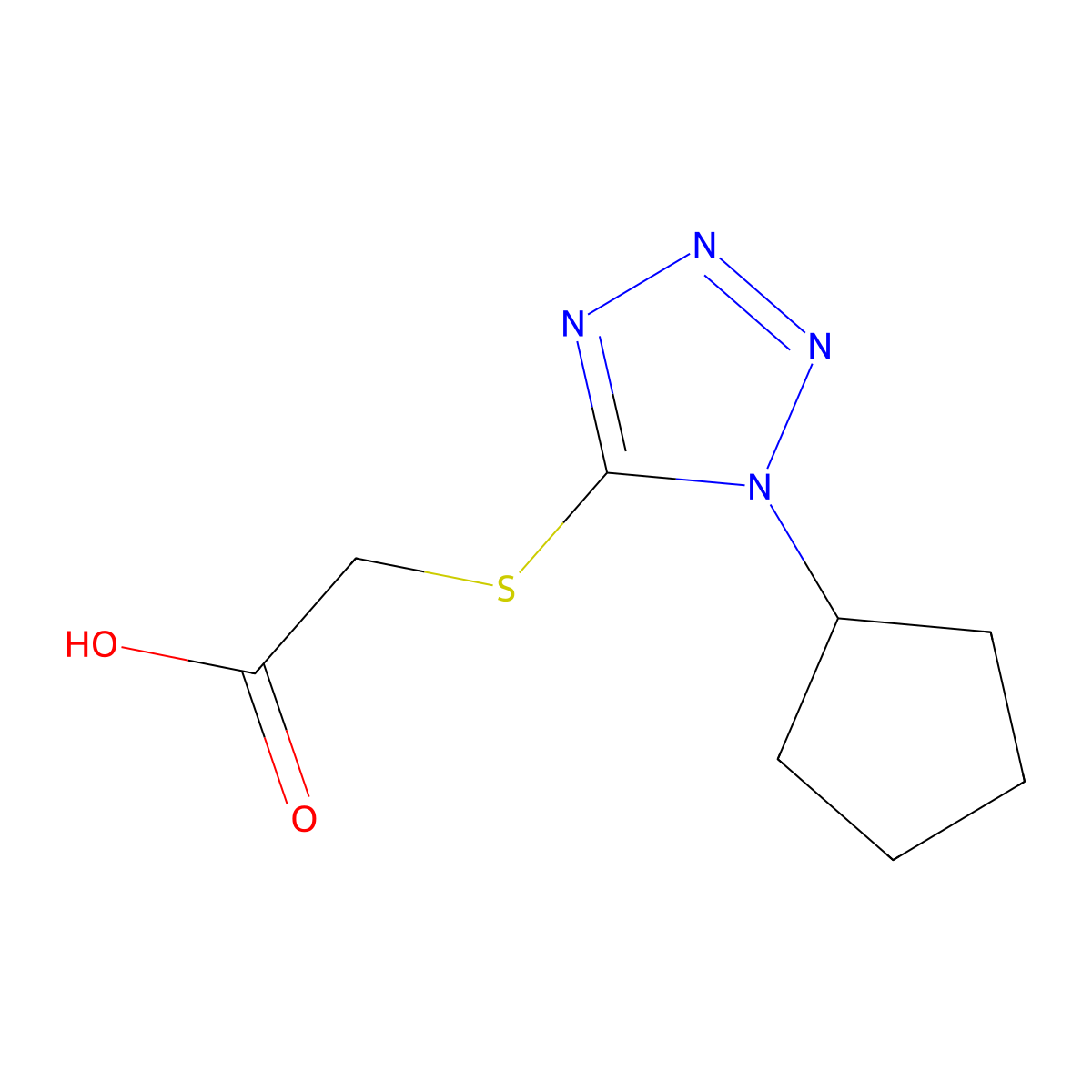 [(1-cyclopentyl-1H-tetrazol-5-yl)thio]acetic acid molecular structure, CAS 531536-55-7
