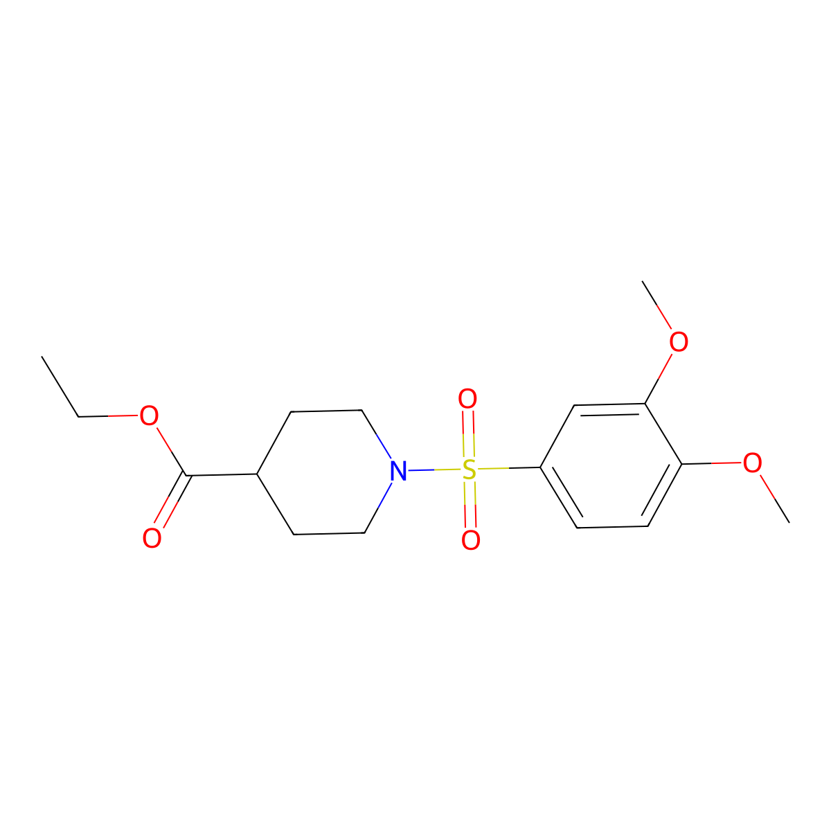 1-(3,4-Dimethoxy-benzenesulfonyl)-piperidine-4-carboxylic acid ethyl ester molecular structure, CAS 531538-07-5