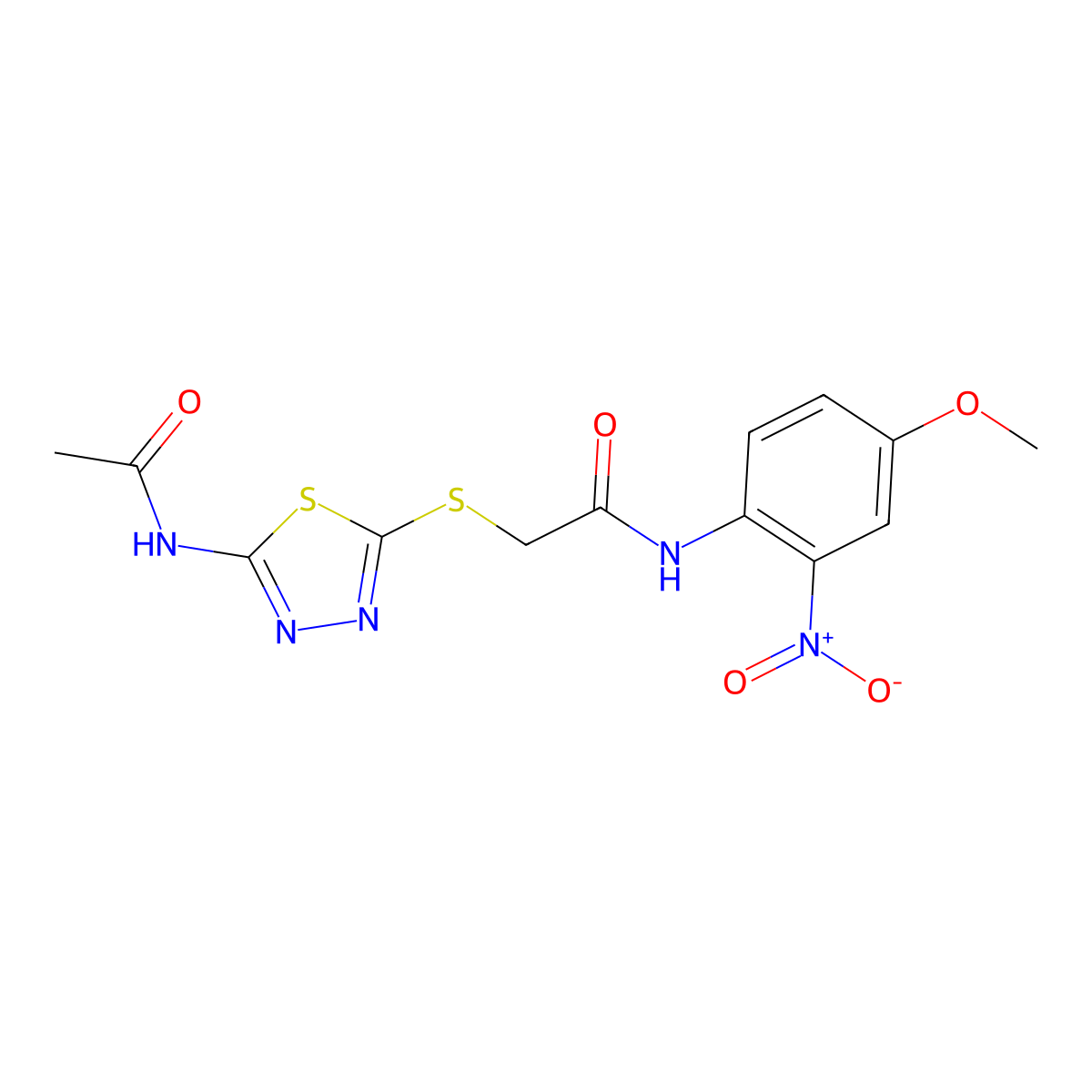 2-[(5-acetamido-1,3,4-thiadiazol-2-yl)sulfanyl]-N-(4-methoxy-2-nitrophenyl)acetamide molecular structure, CAS 531538-27-9