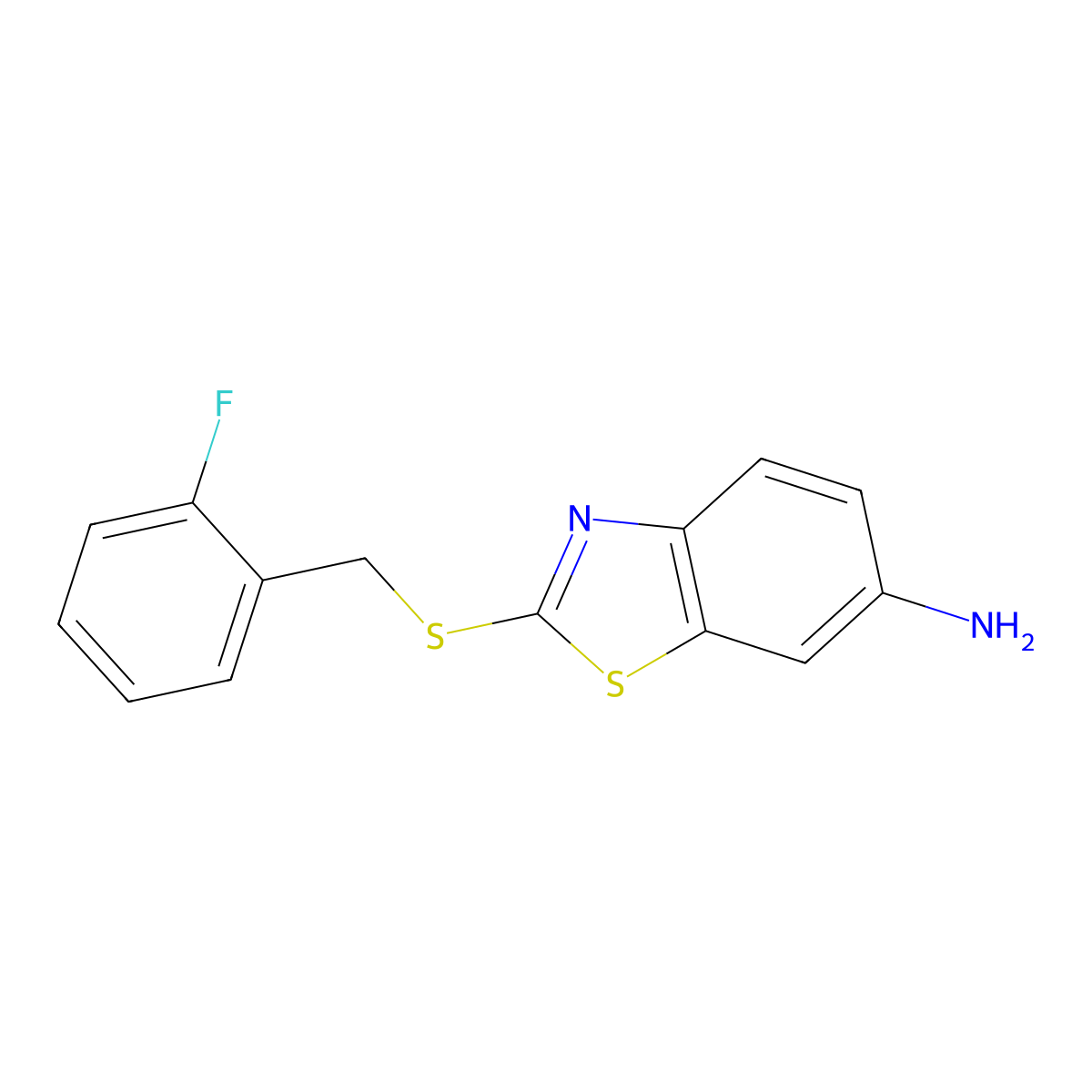 2-[(2-Fluorobenzyl)sulfanyl]-1,3-benzothiazol-6-amine molecular structure, CAS 531538-37-1