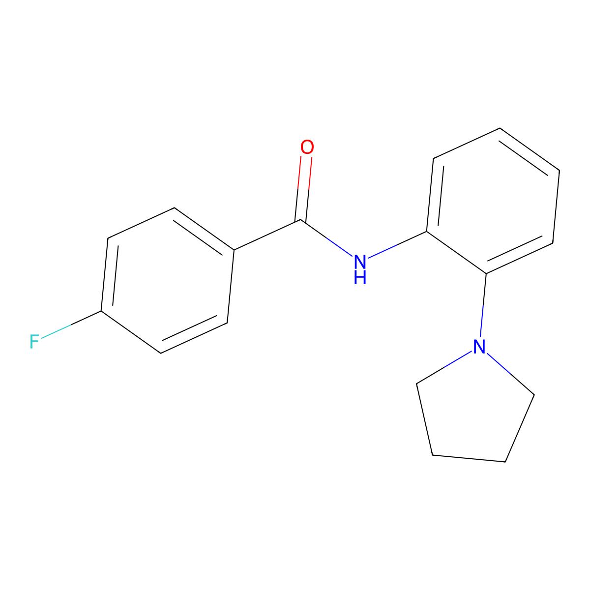4-fluoro-N-(2-pyrrolidin-1-ylphenyl)benzamide molecular structure, CAS 531539-98-7