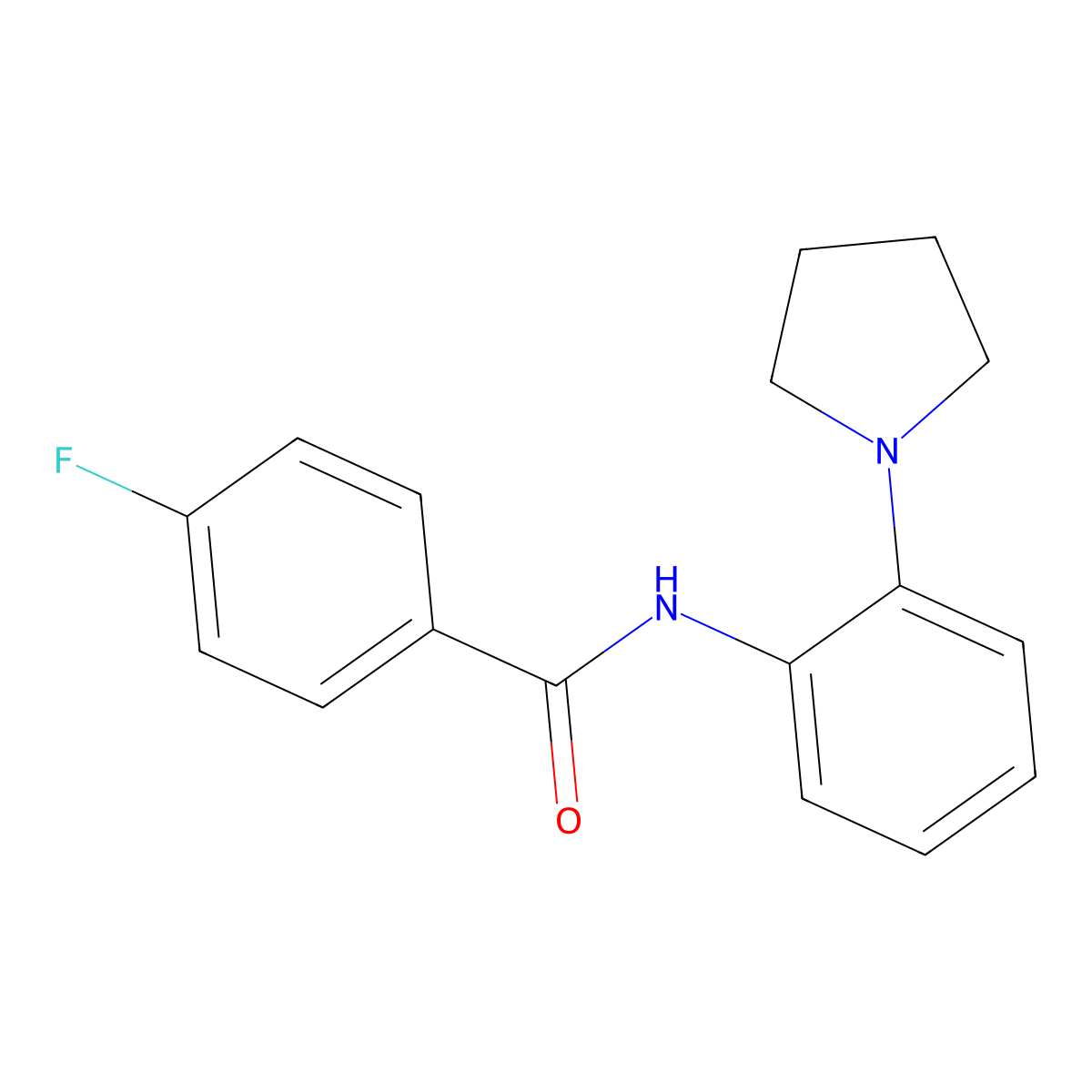 4-fluoro-N-(2-pyrrolidin-1-ylphenyl)benzamide molecular structure, CAS 531539-98-7