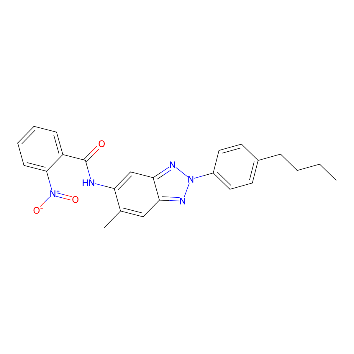 N-[2-(4-butylphenyl)-6-methylbenzotriazol-5-yl]-2-nitrobenzamide molecular structure, CAS 531540-80-4