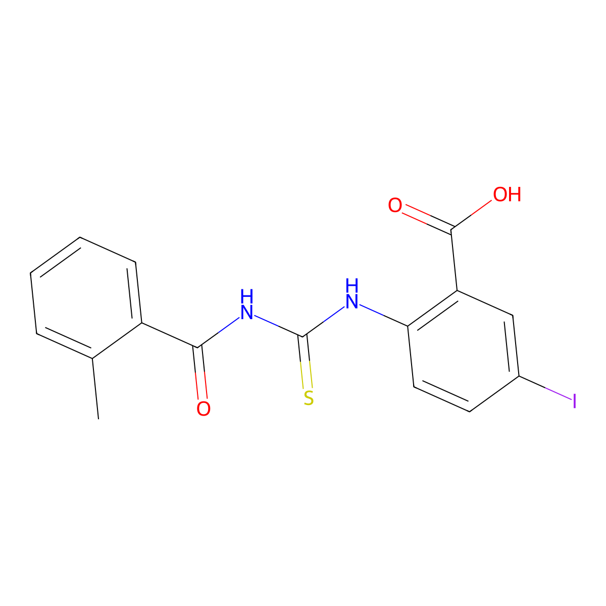 5-Iodo-2-({[(2-methylphenyl)carbonyl]carbamothioyl}amino)benzoic acid molecular structure, CAS 531541-11-4