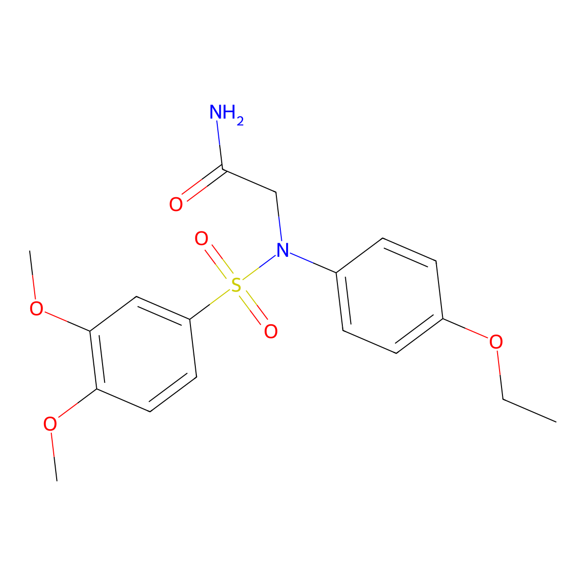 2-(N-(3,4-dimethoxyphenyl)sulfonyl-4-ethoxyanilino)acetamide molecular structure, CAS 531541-23-8