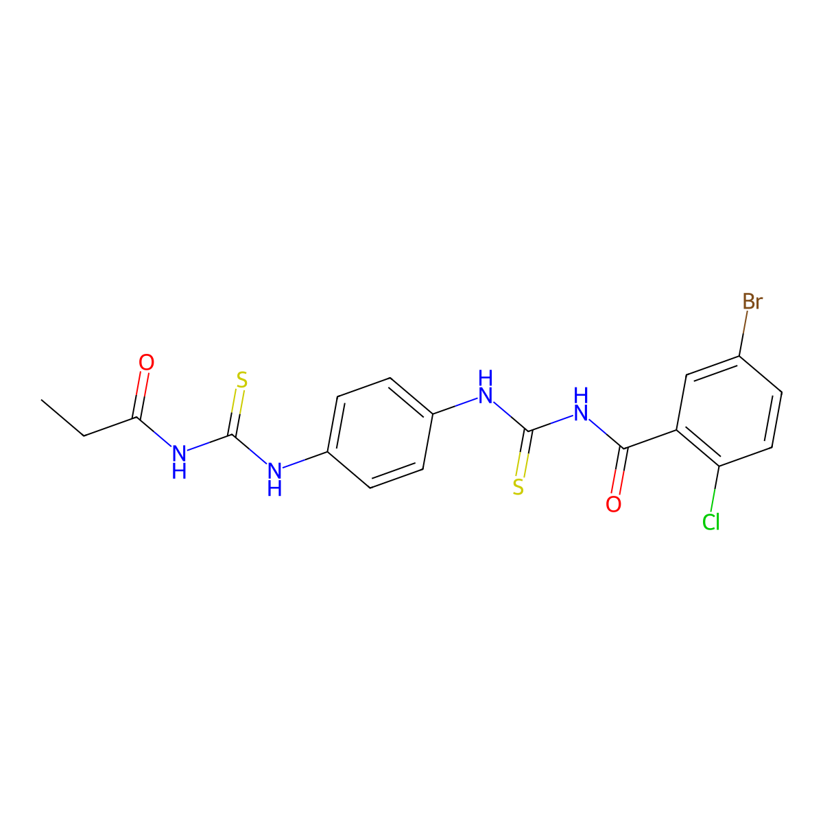 5-bromo-2-chloro-N-[[4-(propanoylcarbamothioylamino)phenyl]carbamothioyl]benzamide molecular structure, CAS 531541-51-2