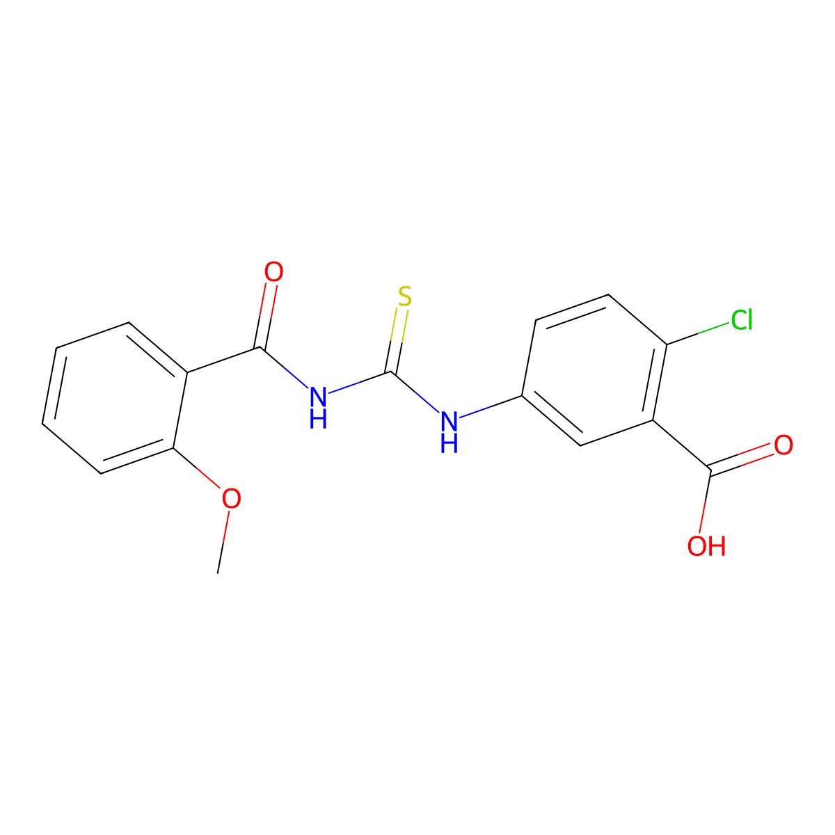 2-Chloro-5-({[(2-methoxyphenyl)carbonyl]carbamothioyl}amino)benzoic acid molecular structure, CAS 531541-88-5