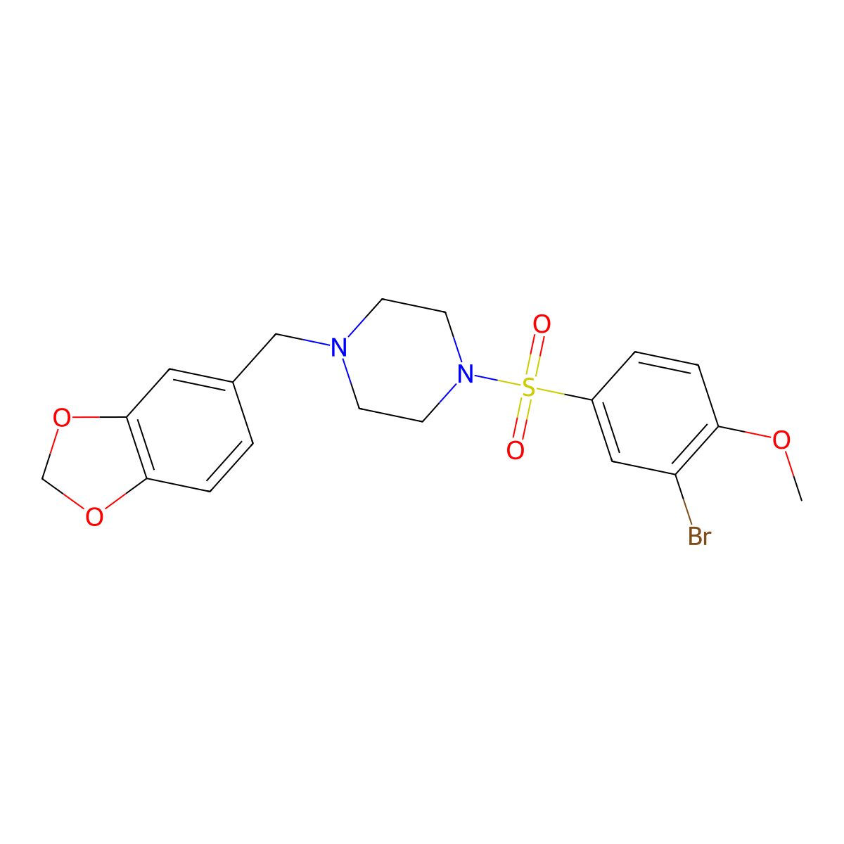 1-(1,3-Benzodioxol-5-ylmethyl)-4-(3-bromo-4-methoxyphenyl)sulfonylpiperazine molecular structure, CAS 531541-90-9