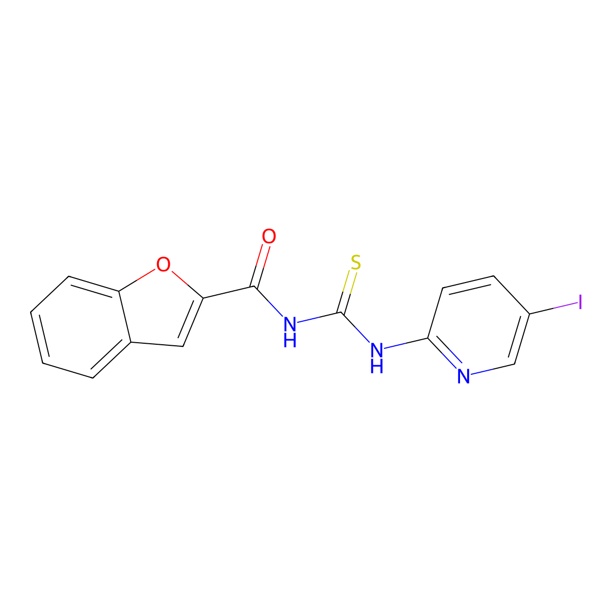 N-[(5-iodopyridin-2-yl)carbamothioyl]-1-benzofuran-2-carboxamide molecular structure, CAS 531542-84-4