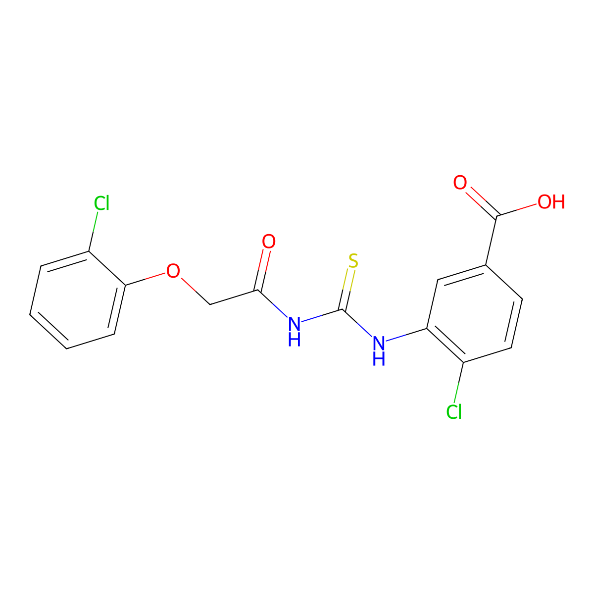 4-Chloro-3-({[(2-chlorophenoxy)acetyl]carbamothioyl}amino)benzoic acid molecular structure, CAS 531543-15-4
