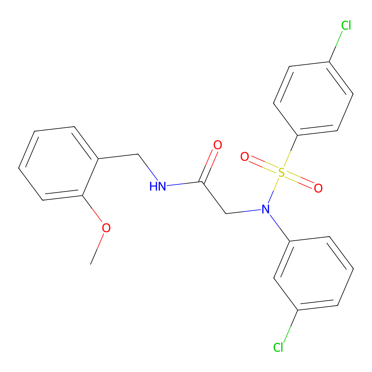 2-(3-chloro-N-(4-chlorophenyl)sulfonylanilino)-N-[(2-methoxyphenyl)methyl]acetamide molecular structure, CAS 531543-17-6