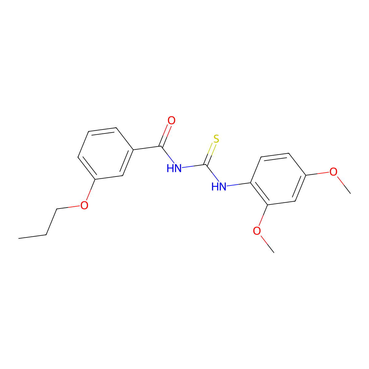 N-[(2,4-dimethoxyphenyl)carbamothioyl]-3-propoxybenzamide molecular structure, CAS 531545-61-6