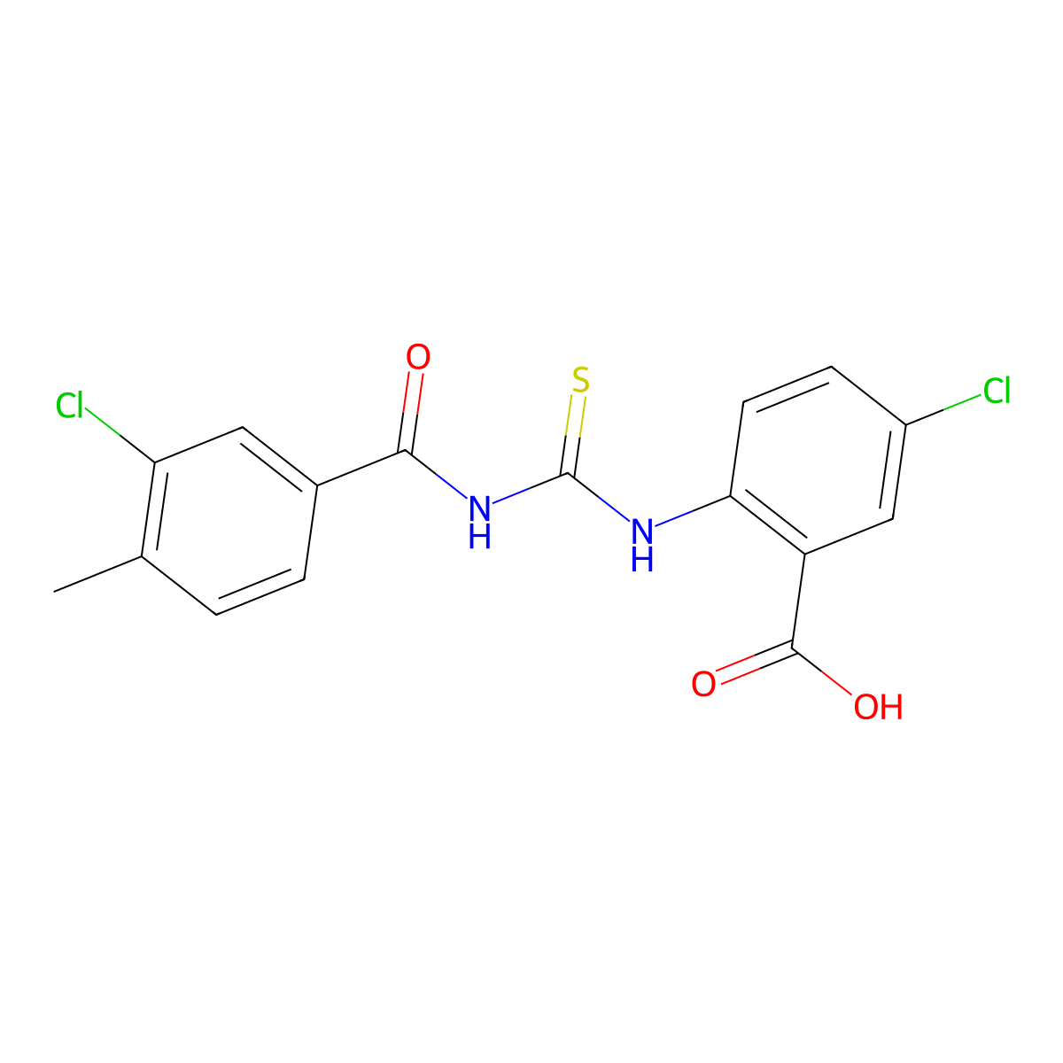 5-Chloro-2-({[(3-chloro-4-methylphenyl)carbonyl]carbamothioyl}amino)benzoic acid molecular structure, CAS 531545-66-1