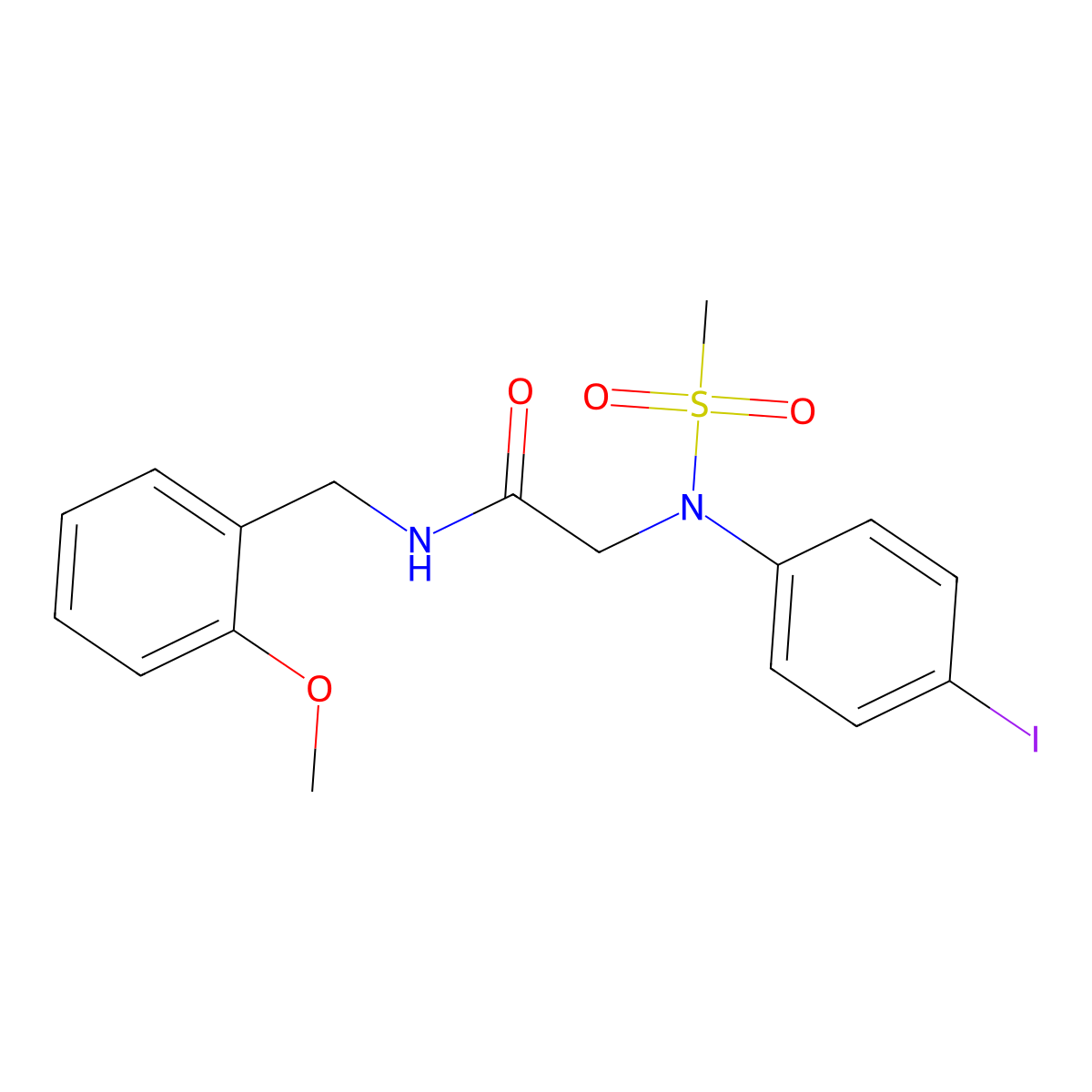 2-(4-iodo-N-methylsulfonylanilino)-N-[(2-methoxyphenyl)methyl]acetamide molecular structure, CAS 531545-90-1
