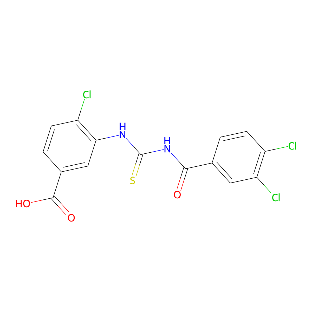 4-Chloro-3-({[(3,4-dichlorophenyl)carbonyl]carbamothioyl}amino)benzoic acid molecular structure, CAS 531546-65-3