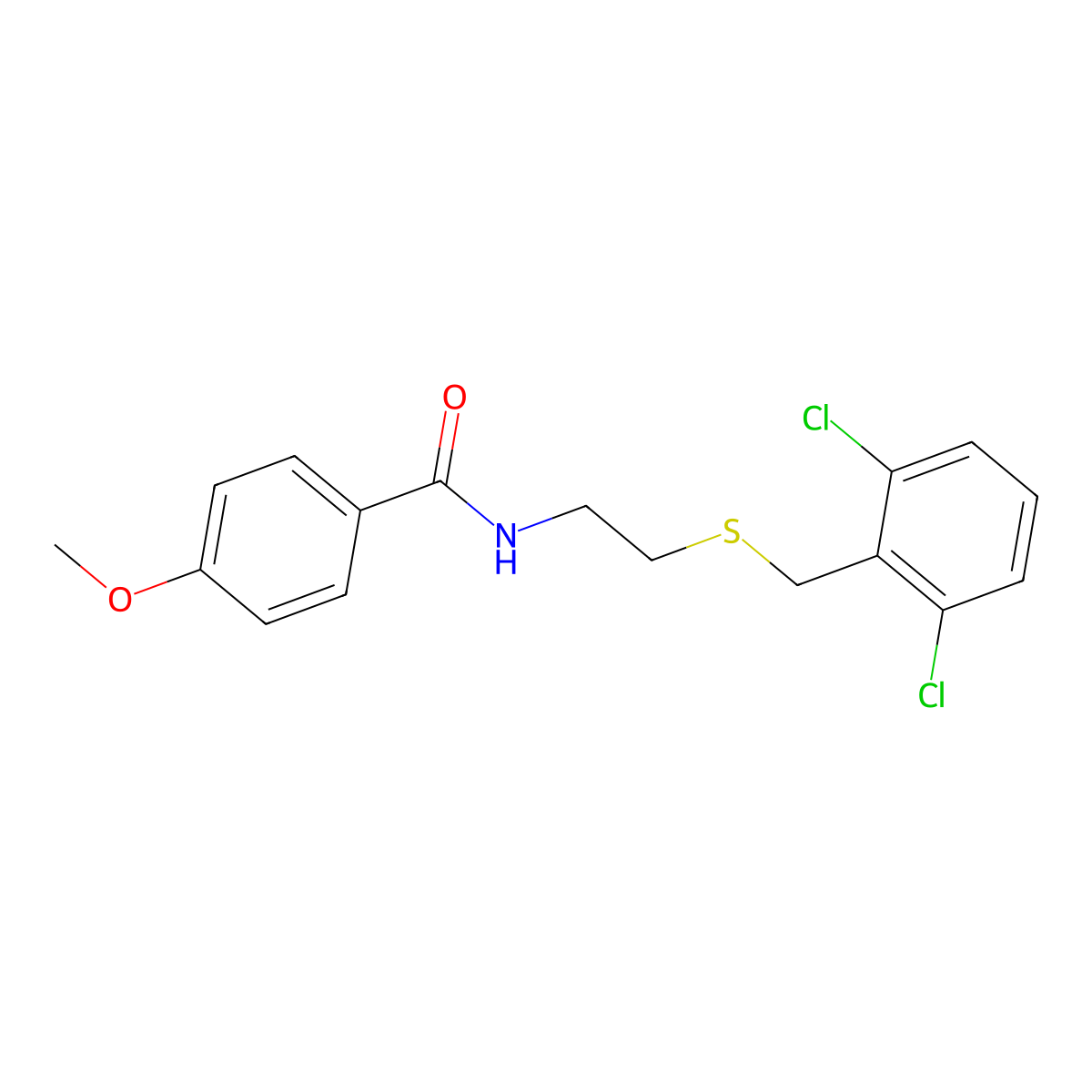 N-[2-[(2,6-dichlorophenyl)methylsulfanyl]ethyl]-4-methoxybenzamide molecular structure, CAS 531546-70-0