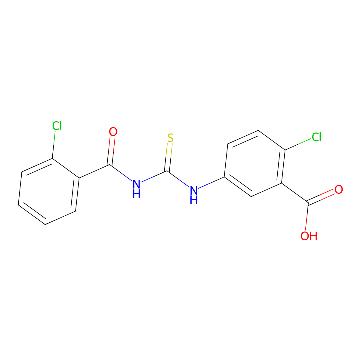 2-Chloro-5-({[(2-chlorophenyl)carbonyl]carbamothioyl}amino)benzoic acid molecular structure, CAS 531546-93-7