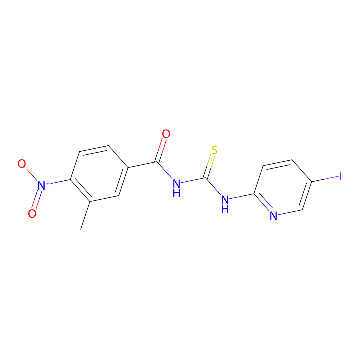 N-[(5-iodopyridin-2-yl)carbamothioyl]-3-methyl-4-nitrobenzamide molecular structure, CAS 531546-97-1