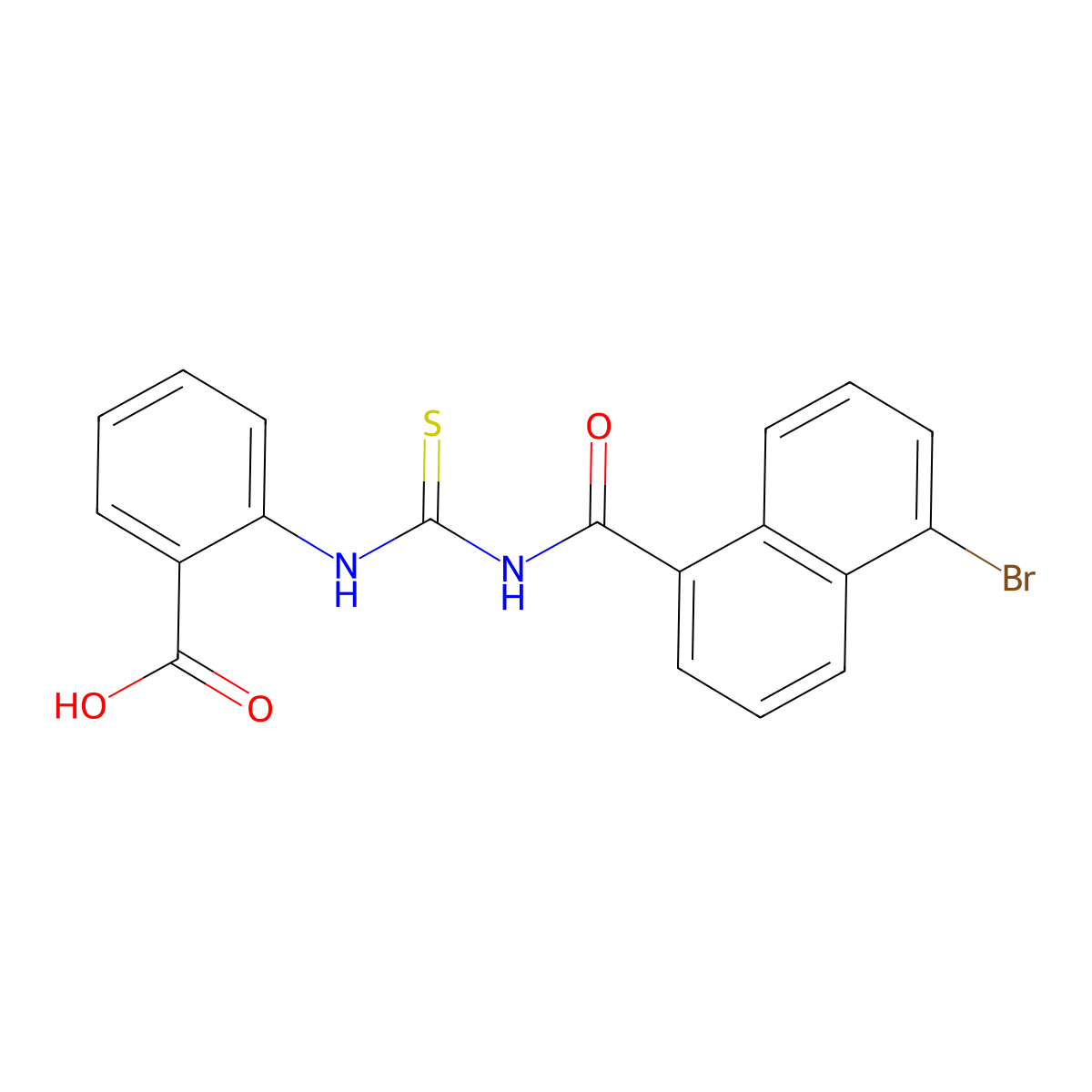 2-[(5-Bromonaphthalene-1-carbonyl)carbamothioylamino]benzoic acid molecular structure, CAS 531547-78-1
