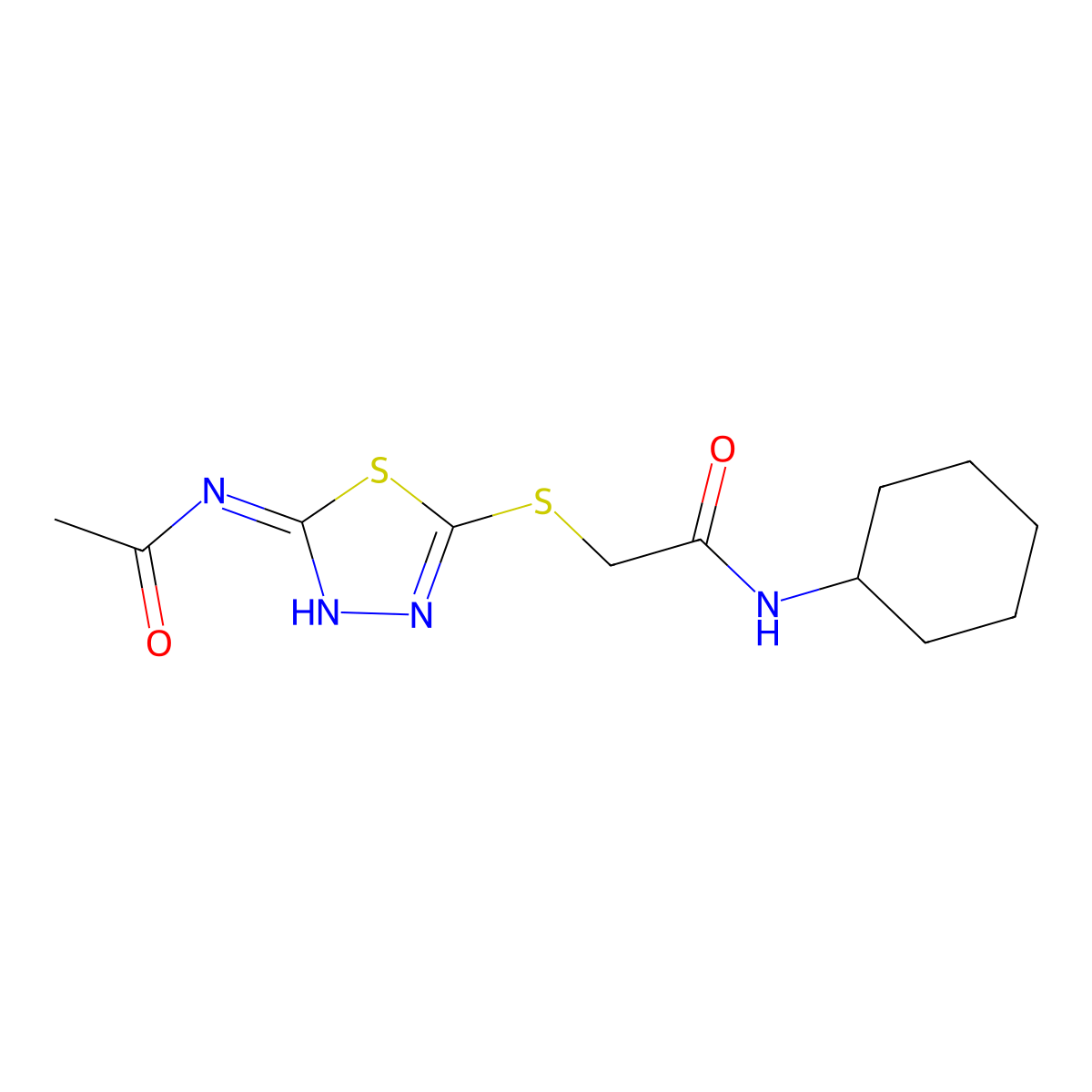 2-((5-acetamido-1,3,4-thiadiazol-2-yl)thio)-N-cyclohexylacetamide molecular structure, CAS 531547-82-7